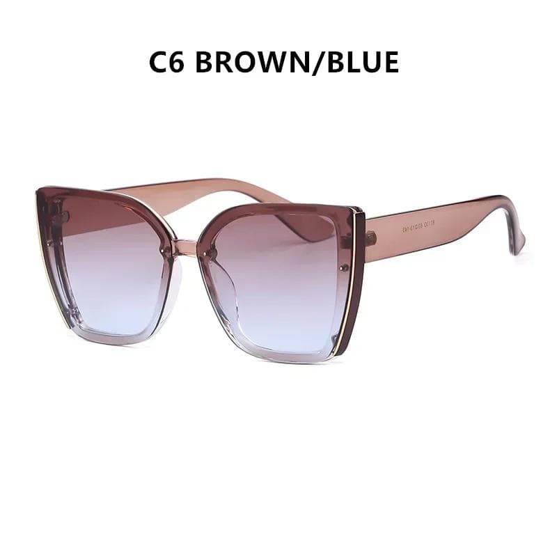 New Trendy Big Frame Cat Eye Women Sunglasses Luxury Designer UV400 Outdoor Driving Travel Eyewear for Ladies