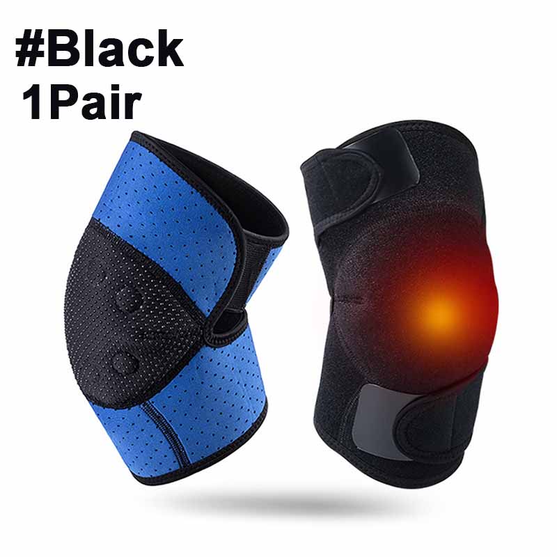 1Pair Tourmaline Self-Heating Knee Leggings Brace Support Magnetic Therapy Knee Pads Adjustable Knee Massager Health Care black