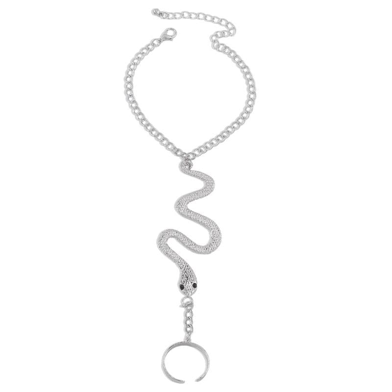 Gothic Exaggerated Snake Shaped Finger Bracelet Women's Fashion Personality Punk Style Ring Bracelet Jewelry Gift silver