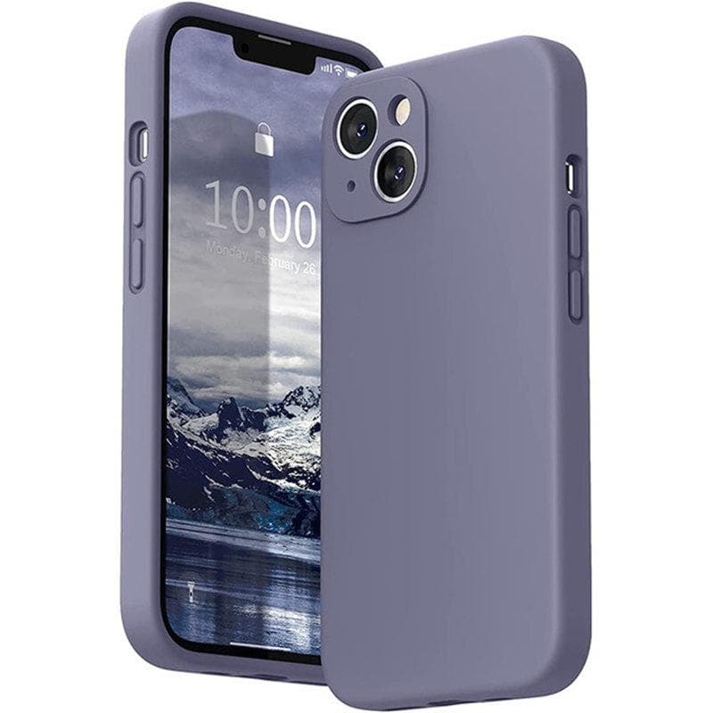 Square Liquid Silicone Soft Case for IPhone 16 15 14 13 11 12 Pro Max Mini X XR XS 7 8 Plus SE 2 Full Lens Protection Cover iPhone 13 grey