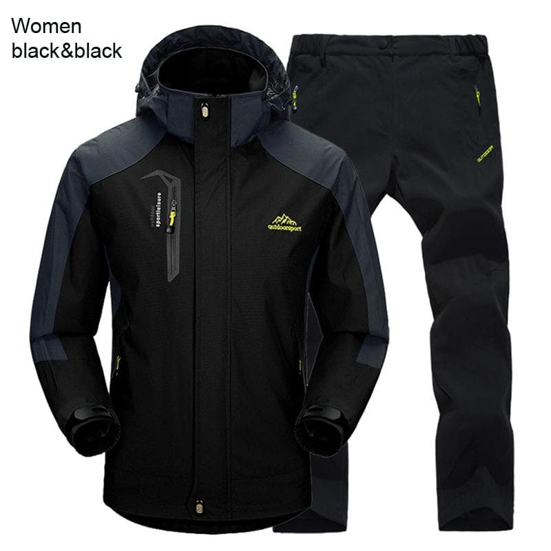 Women Jacket Pants Hiking Set Camping Spring Autumn Outdoor Waterproof 20000MM Windbreak Suit Trekking Coat Trousers 2XL