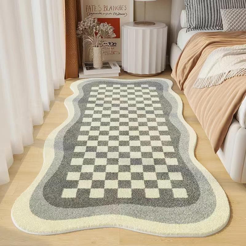 Simple Cream Style Imitation Cashmere Carpet Living Room Bedroom Bed Blanket Household Soft Non-Slip Floor Mat 40x120cm 16x47inch
