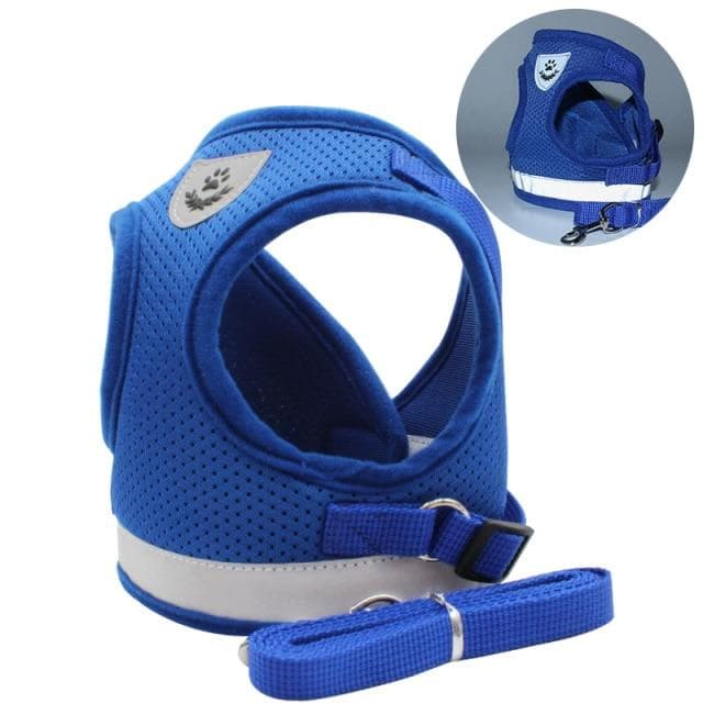 Breathable Cat Harness And Leash Escape Proof Pet Clothes Kitten Puppy Dogs Vest Adjustable Easy Control Reflective Cat Harness M blue