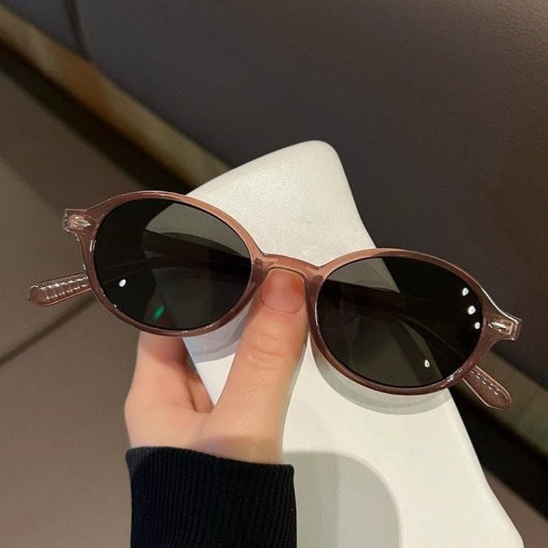 New Vintage Oval Sunglasses Women Men Luxury Brand Small Rectangle Sun Glasses Female Small Ellipse Eyewear Oculos De Sol black