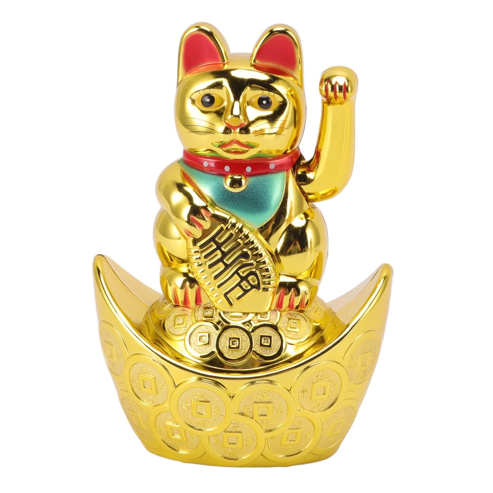 5.5 Inch Waving Lucky Cat Gold Rocker Decoration Lucky Cat for Hotels Cafes Home Decoration Gifts