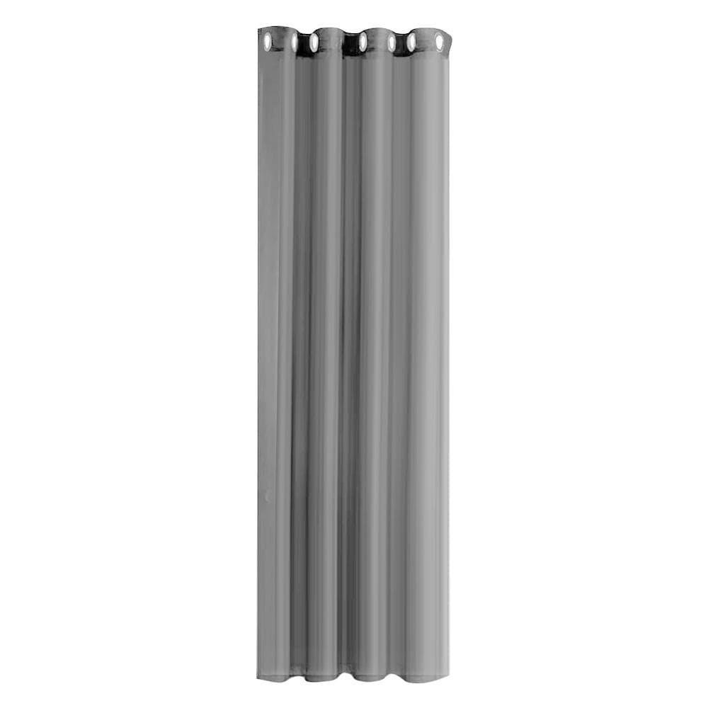 2PC Curtain Modern Simple Waterproof Solid Color Trilon Transparent Perforated Sunscreen Antiple UV 132cm * 213cm grey