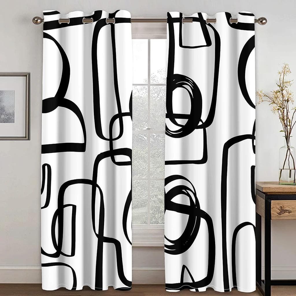 Abstract Art Anthestic Boho Morandi Window Curtains Blinds For Living Room Bedroom Bathroom Kicthen Office Door Home Decor 2Pcs 175W220H(CM)68x84in&Grommet Top