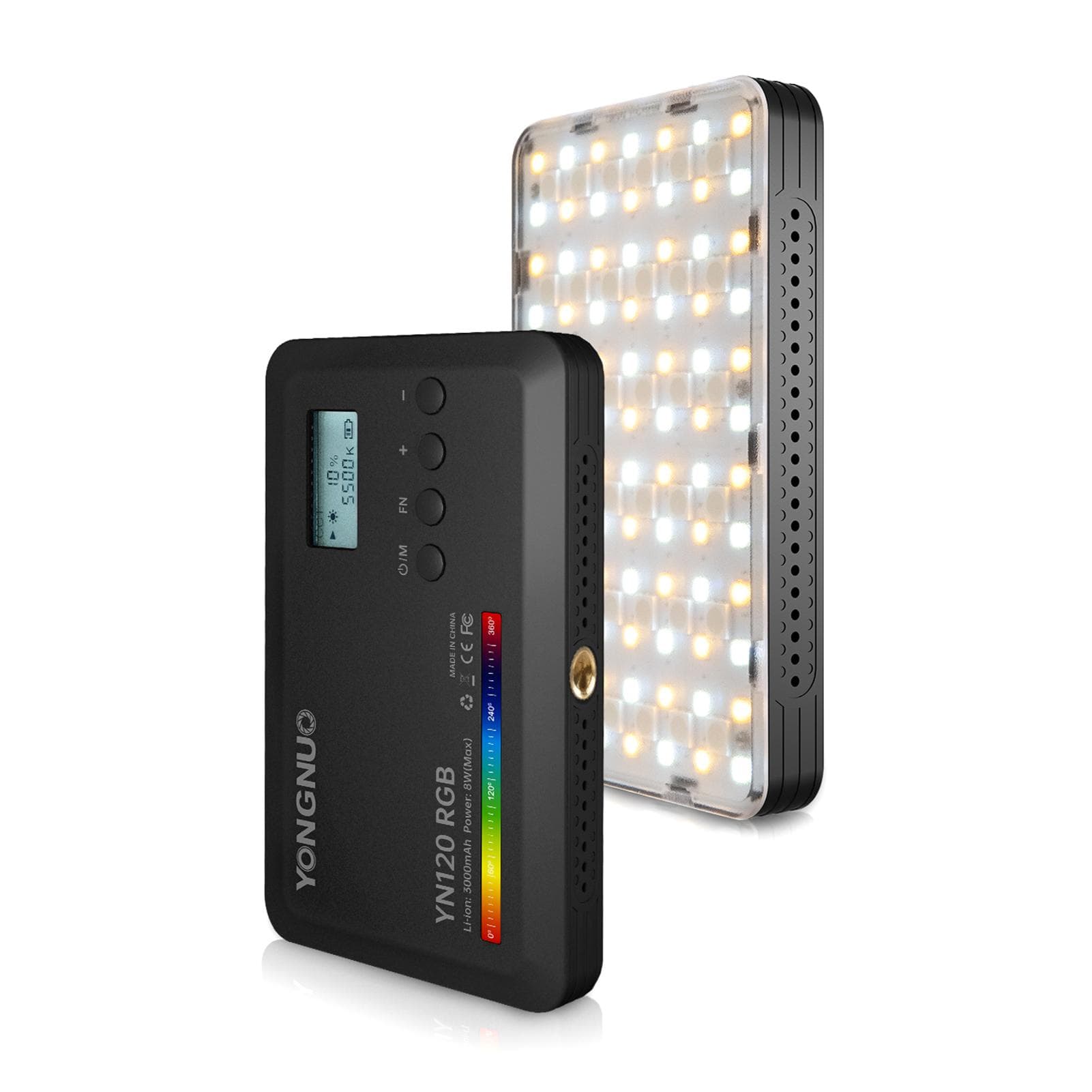 YONGNUO YN120 8W RGB Photography Lamp Bi-color LED Light Pocket Vlog Light 2500K-9900K Color black