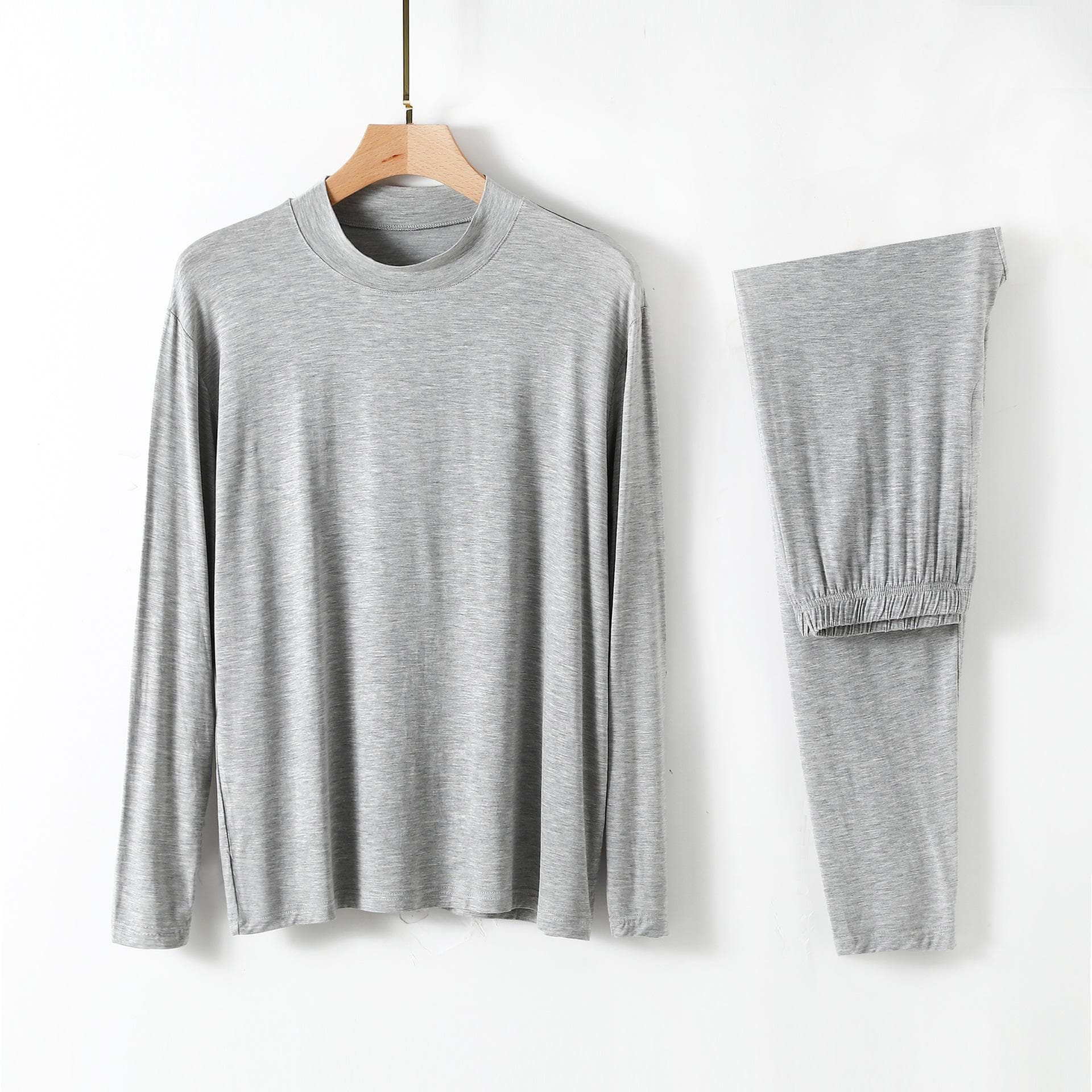 Modal Men's Homewear Pajamas V-neck Long Sleeve Pants Set Draping Smooth Elastic Comfortable Sleepwear Pyjama Homme 3XL