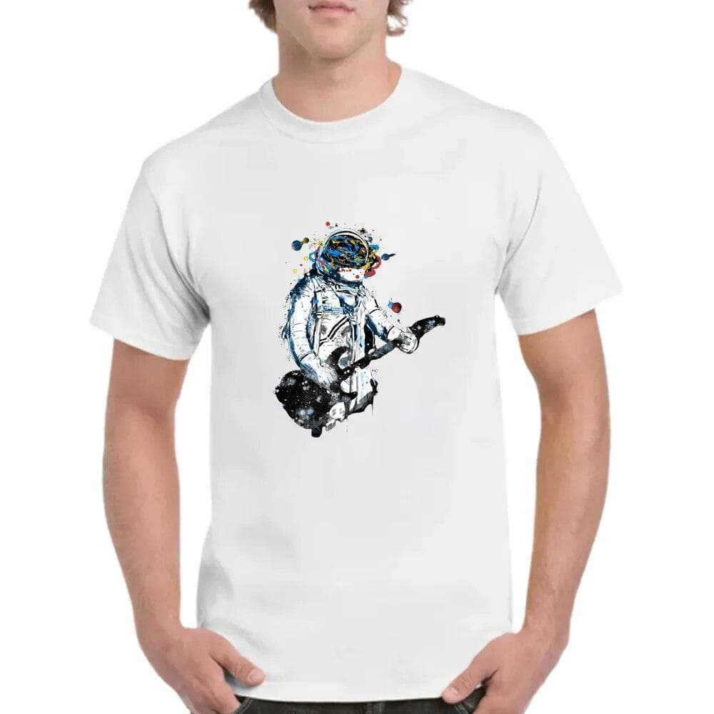 Summer outdoor leisure sports Astronaut 2D fashion print men's large size T-shirt adult crewneck short sleeves comfortable M black