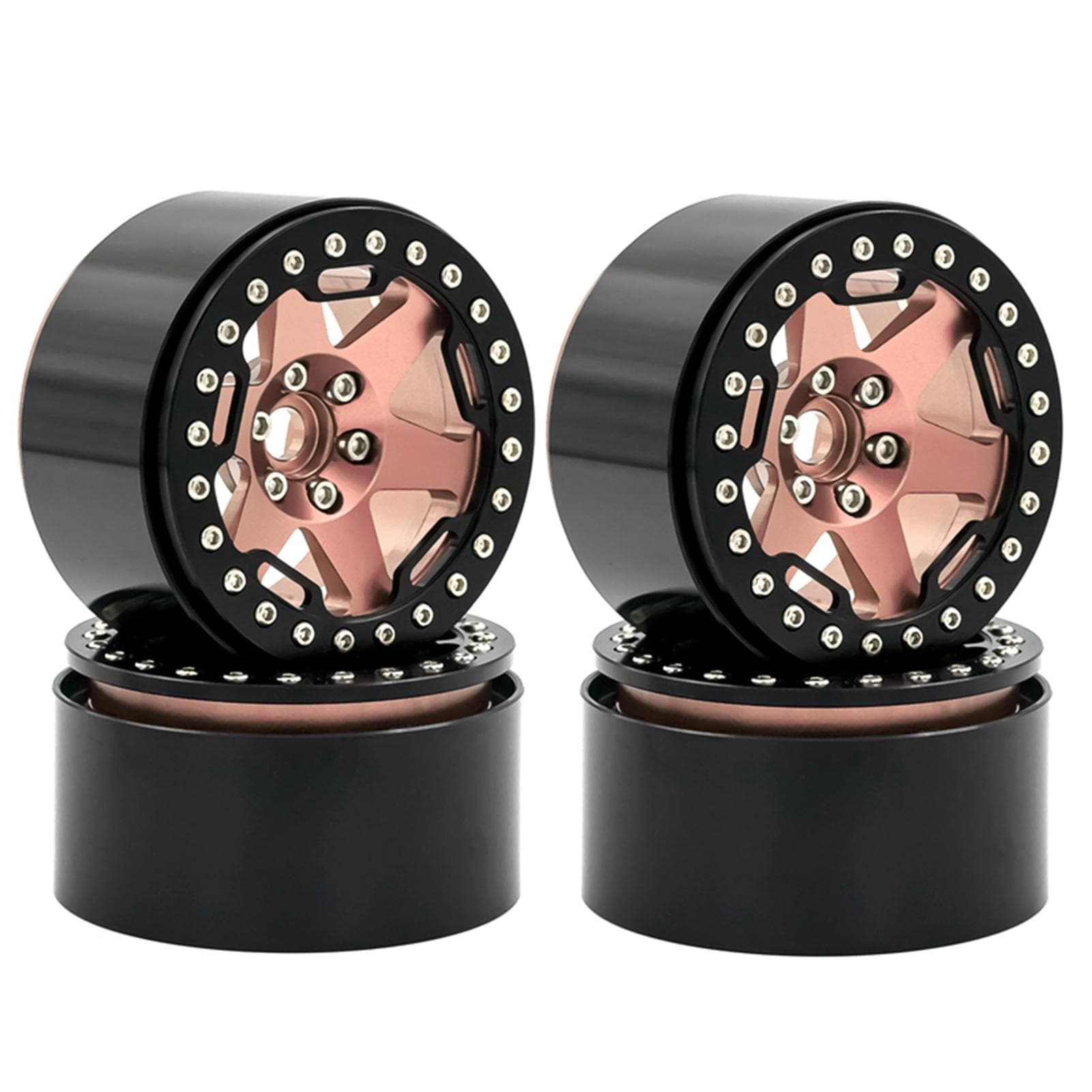 Aluminum Alloy Wheel Rim Beadlock 2.2in Wheel Rims Hub 4pcs Replacement for 1/10 1/8 TRX4 90046