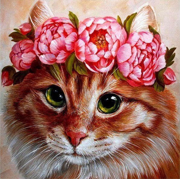 Diamond Painting Animal Cat Diamond Embroidery Animal Flower Cross stitch 30x30CM