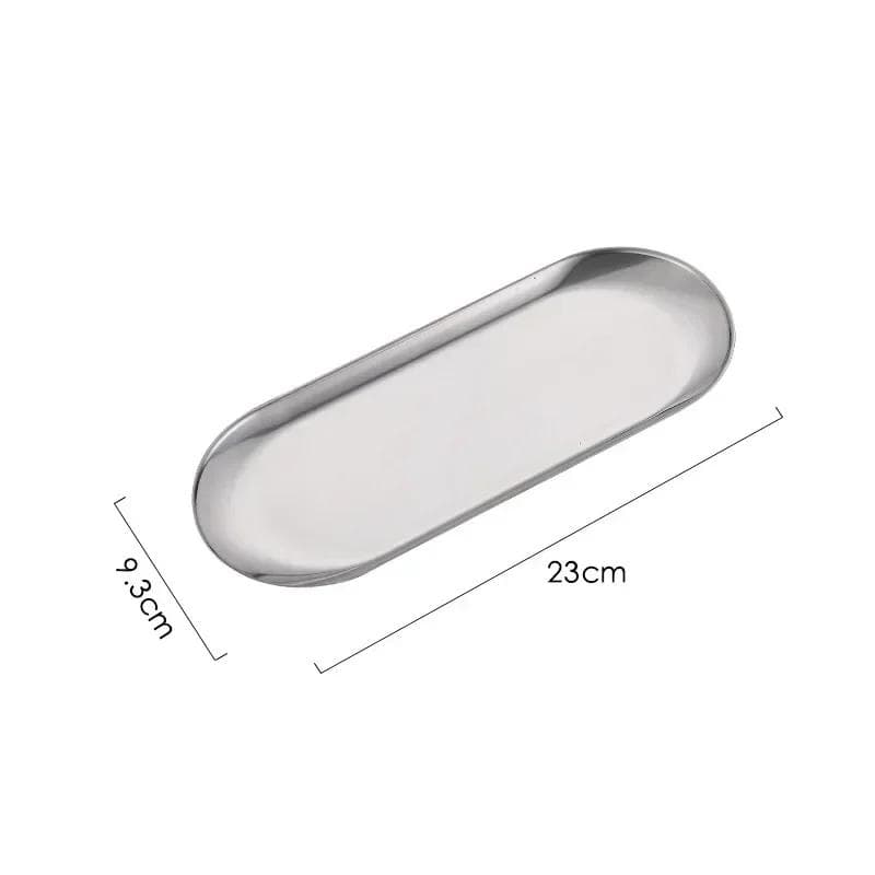 Stainless Steel Cosmetic Storage Tray Nail Art Manicure Plate Tweezers Clippers Pens Container False Nails Dish Tools Metal
