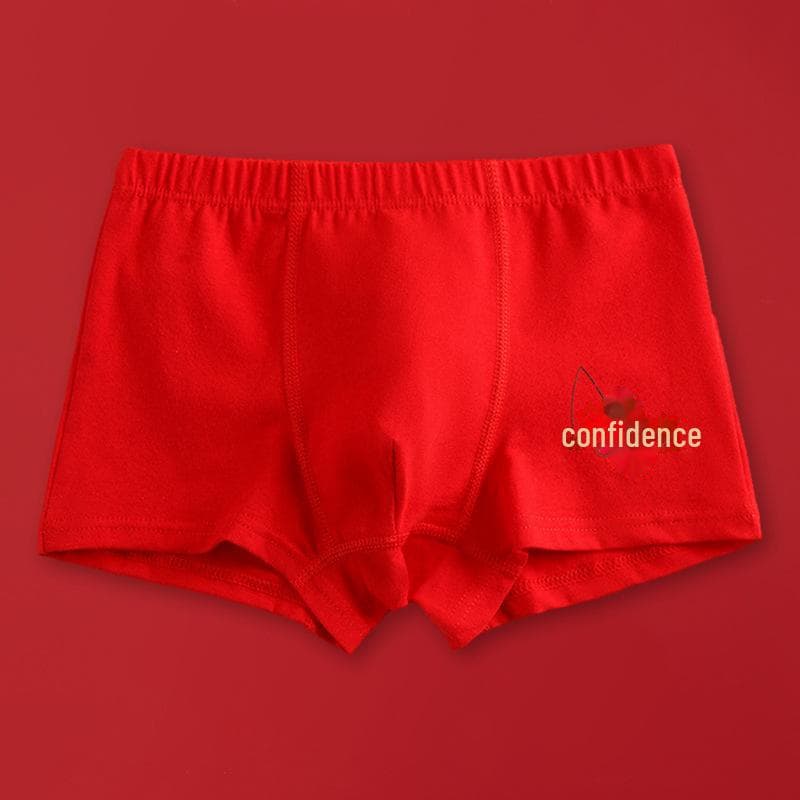 Boys' Red Cotton Boxer Briefs - Benming Year Design M height 90-105 cm 18-28 kg