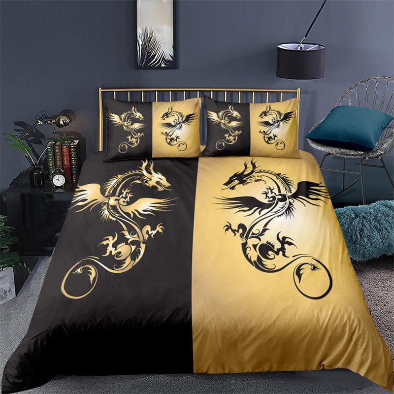 3D Dragon Themed Household Bedding Set Chinoiserie Style Quilt Cover Pillowcase 2/3 Pieces AU180 * 210 Full Size Decorative Quilt Cover AU Super King 240x270cm