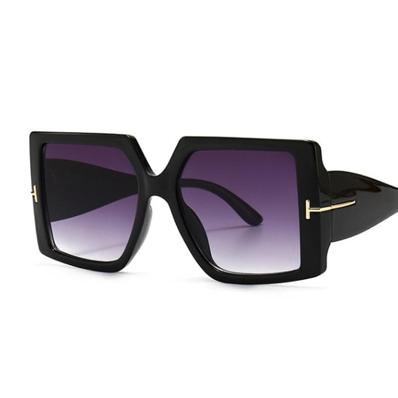 Square Sunglasses Woman Black Oversized Sun Glasses Female Retro Vintage Big Frame Gradient Mirror Lentes De Sol Para Hombre as picture