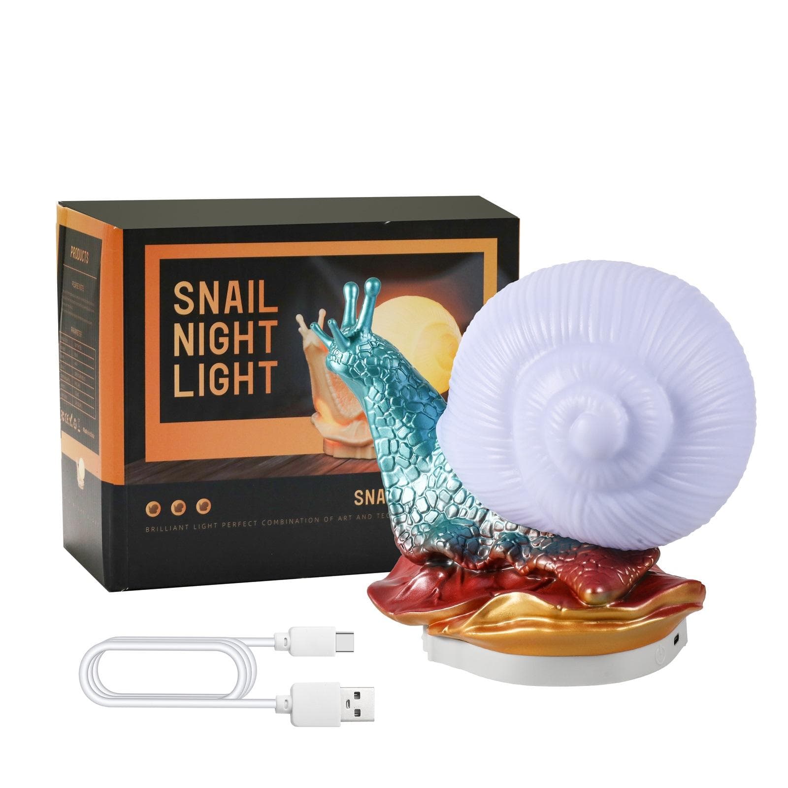 Snail Night Light LED Table Lamp Cute Snail Desk Light USB Powered Touch Control Dimmable Warm Snail Light multicolour
