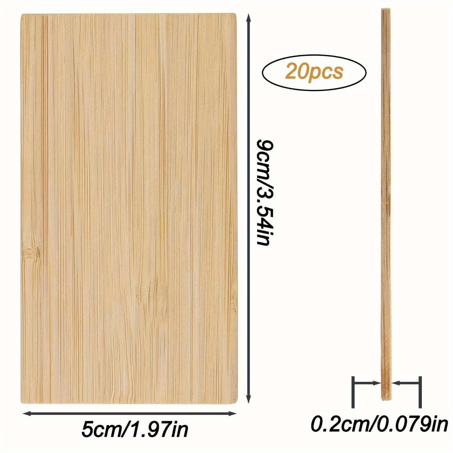 20-Pack Unfinished Bamboo Wood Planks for Carving and Crafts, Rectangular Blank Bamboo Panels 20pcs