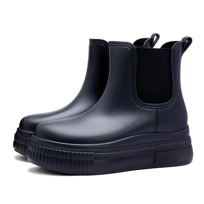 Fashionable Women Thick-soled Water Boots for Rainy Season Waterproof Gumboots 39 inner lenght (247mm) black