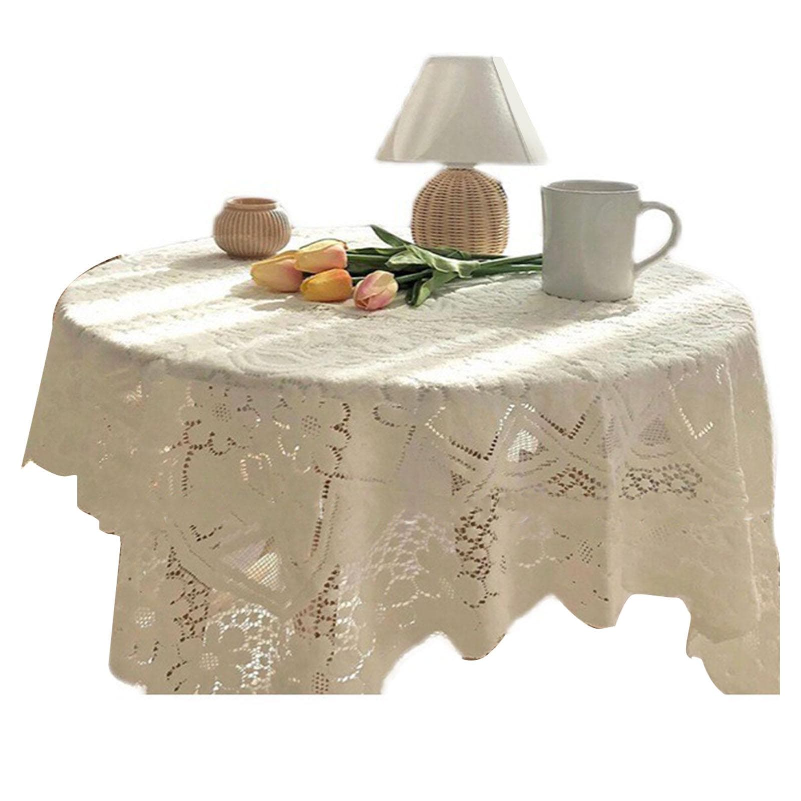Tablecloth Vintage Simple Romantic Soft Exquisite Craftsmanship Lace Table Cover for Tea Table 60x60cm / 23.6x23.6in