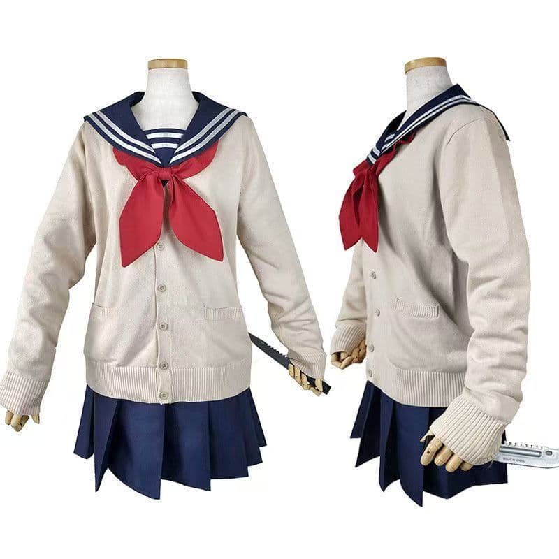 My Hero Academia Cosplay Halloween Costume Anime Boku No Hero Academia Himiko Toga JK Uniform Sweater Coat Wig Costumes S as shown