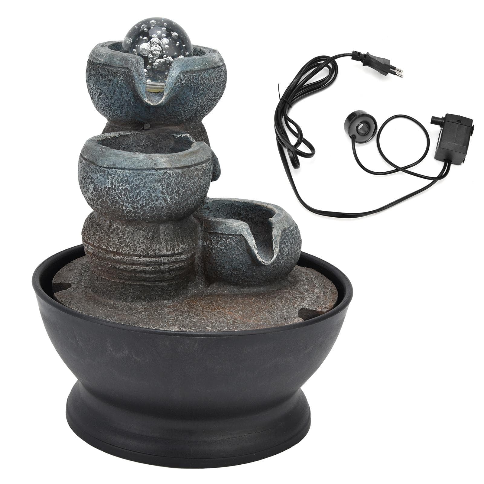 Indoor Tabletop Water Fountain with LED Light Ball Waterfall Fountain for Home Office Decoration