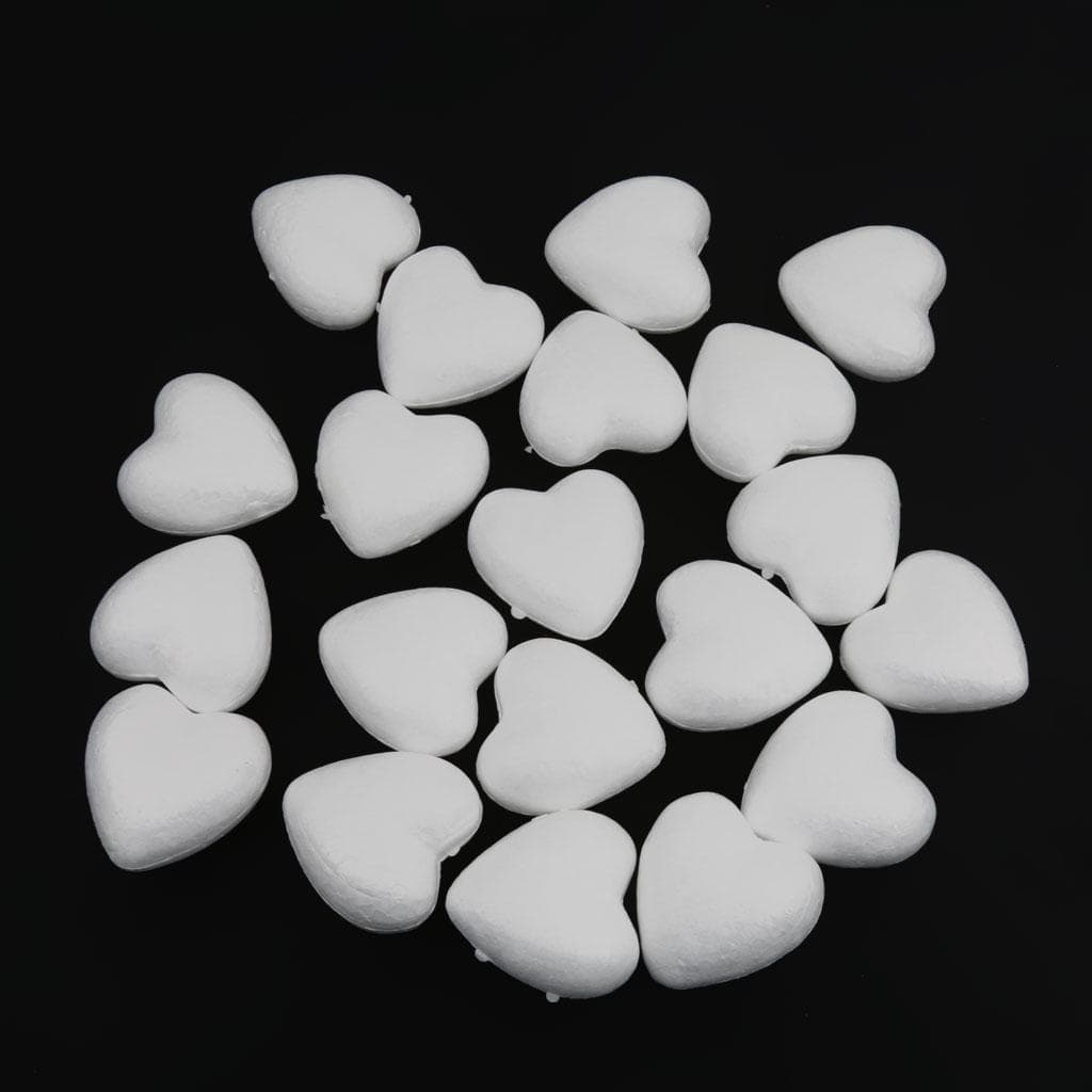 20Pcs 60mm White Modelling Craft Polystyrene Foam Styrofoam Love Heart DIY Ornaments