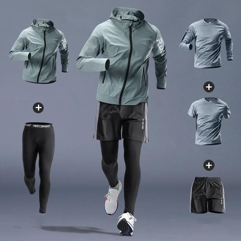 Men's morning running exercise set thin quick drying set 3XL