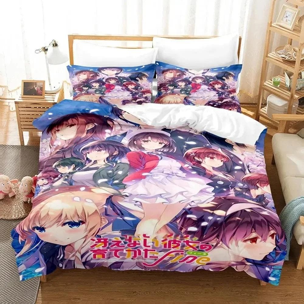 Anime Saekano How to Raise a Boring Girlfriend Bedding Set Boys Girls Twin Queen Size Duvet Cover Pillowcase Bed Kids Adult 70x133cm 2pcs