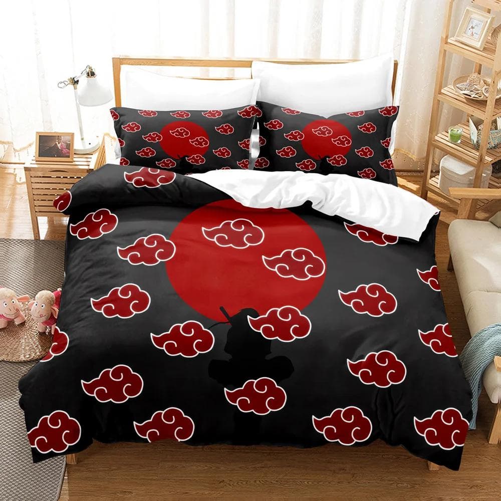 Red Cloud Anime 3D Cartoon Duvet Cover Sets Comforter Bed LinenKids Bedding Set Akatsuki Japan Twin Queen King Single Size Gift 200x229cm 79x90in