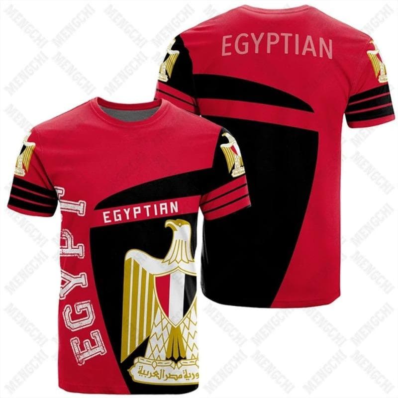 Egypt Flag & Coat of Arms Graphic Tee Summer Casual Pullover Men's Fashion O-neck T-shirts Boys Oversized Short Sleeve Tops 4XL