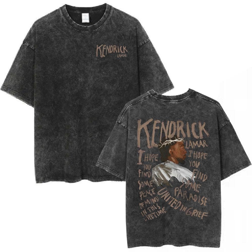 Rapper Kendrick Lamar Mustard Vintage Washed T Shirts Short Sleeve T Shirt Men's Casual Cotton Oversized T-shirt 3XL