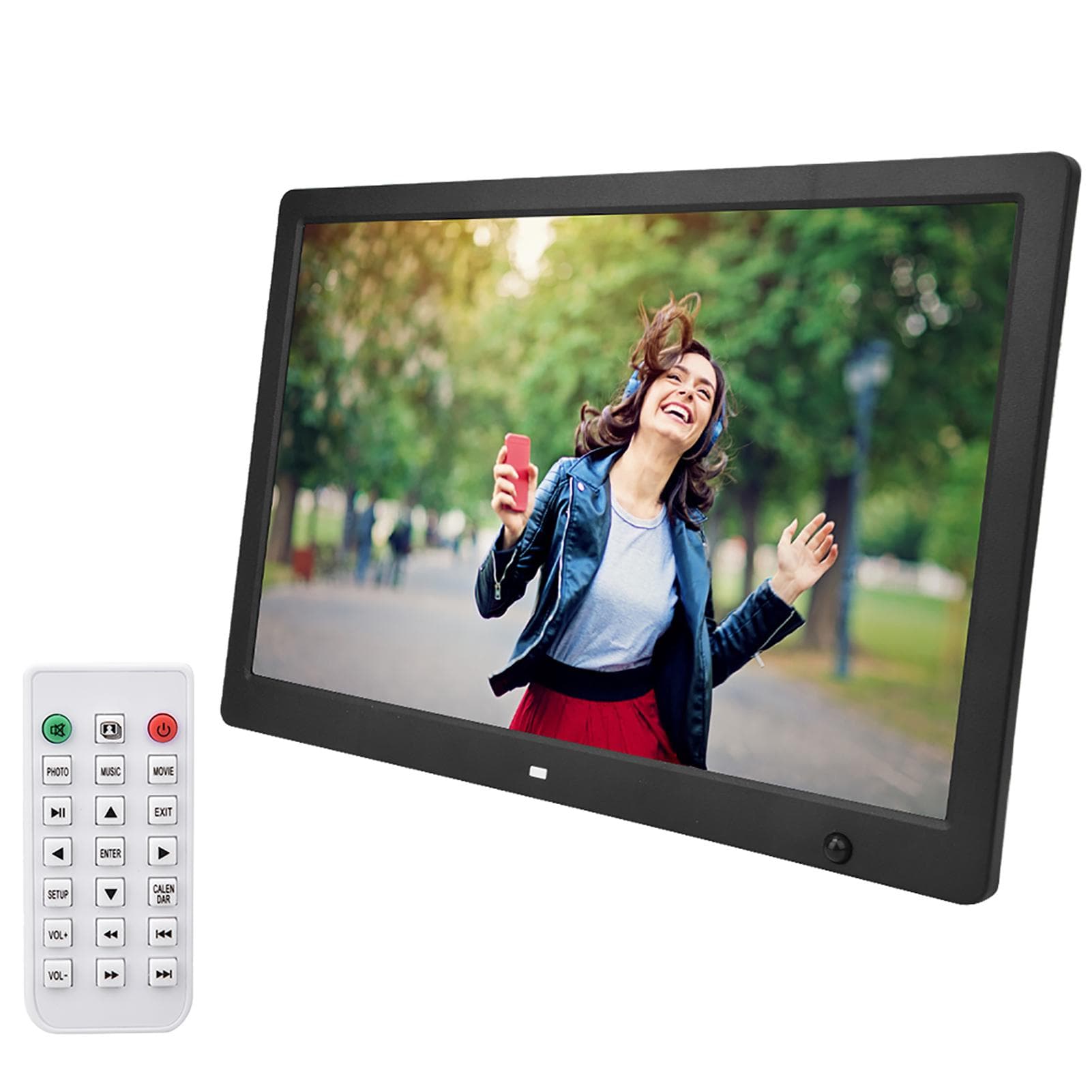 15.4 in Electronic Digital Photo Frame Motion Detection Sensor 1280 * 800 Resolution Support Video EU Plug black