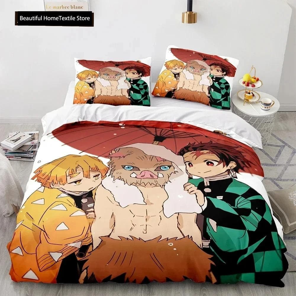 Demon Slayer 3d Bedding Set Anime Duvet Cover Pillowcases Single Twin Full Queen King Size Boys Girls Boys Gift Home Decor 70x133cm 2pcs