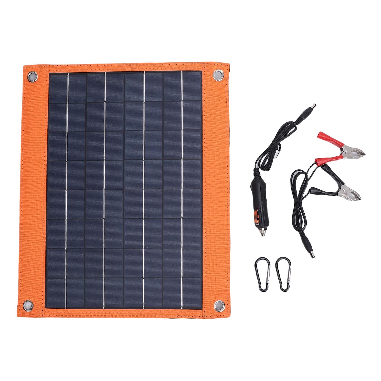 Solar Panel USB A USB C Outputs 20W Solar Charging Panel with Kickstand Cigar Lighter Battery Clip