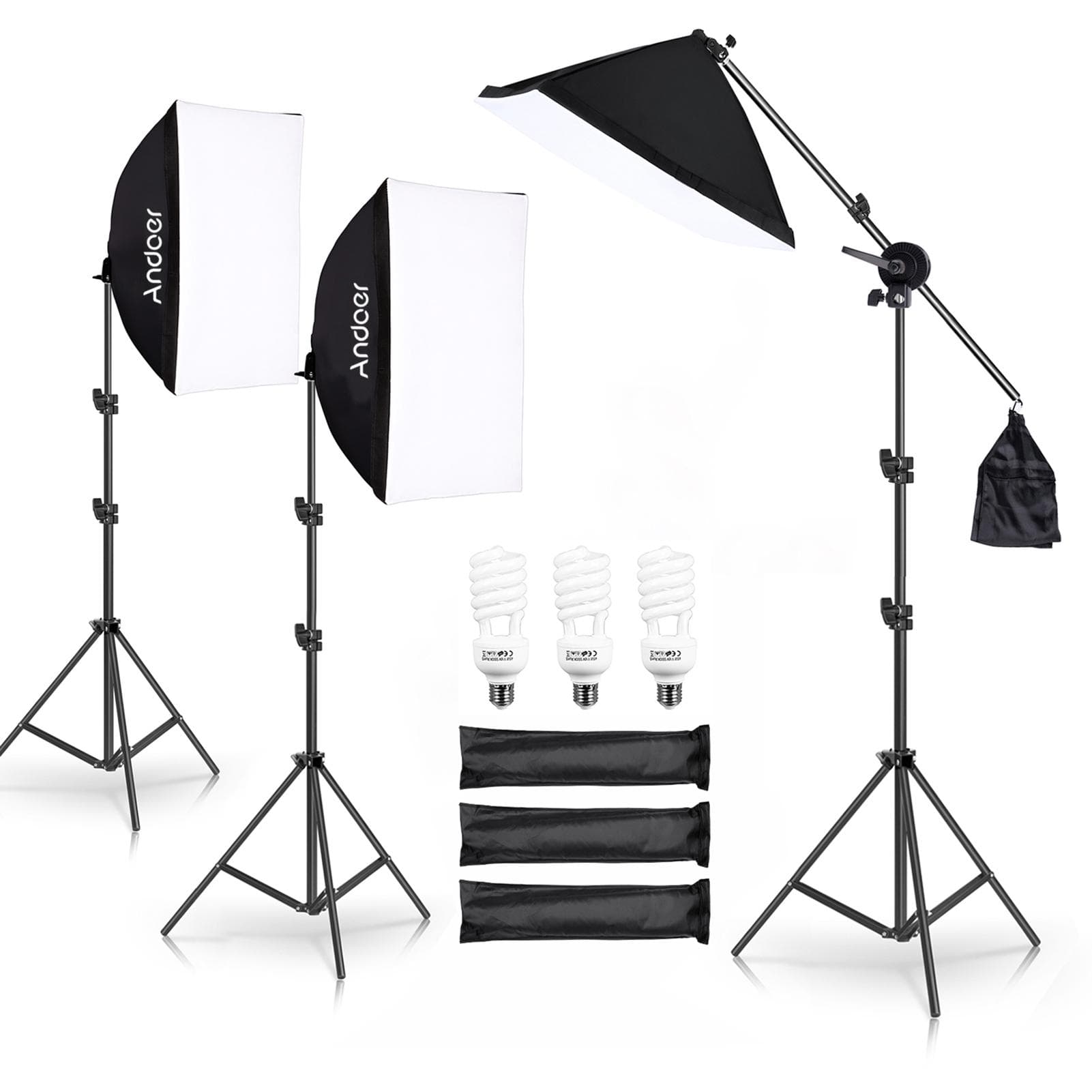 Studio Photography Light Kit Softbox Lighting Set with 135W LED Light Bulb * 3/ 50x70cm Softbox * US Plug
