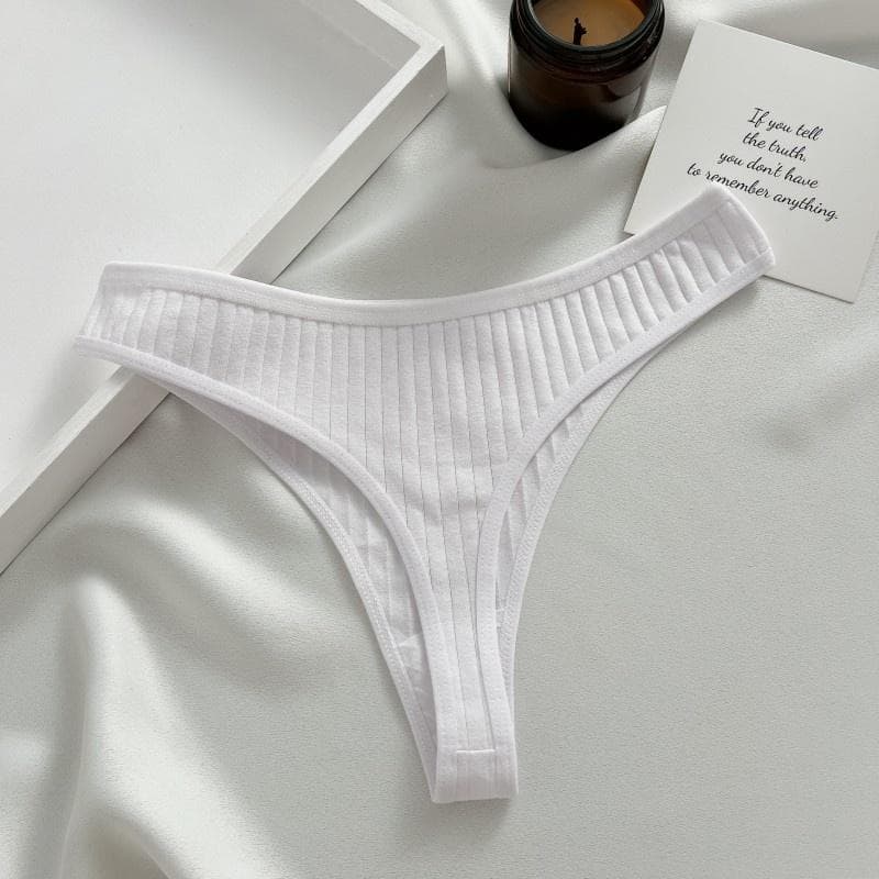 FINETOO Thongs For Women Soft Cotton Thong Sexy Low-Rise T-Back Underwear S-XL Comfortable Panties Girls Underwear L white
