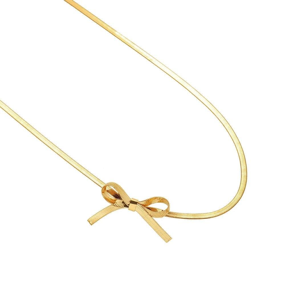Bowknot Collarbone Snake Bone Chain Necklace Casual Personality Girl Exquisite Jewelry Gift Party Accessories gold