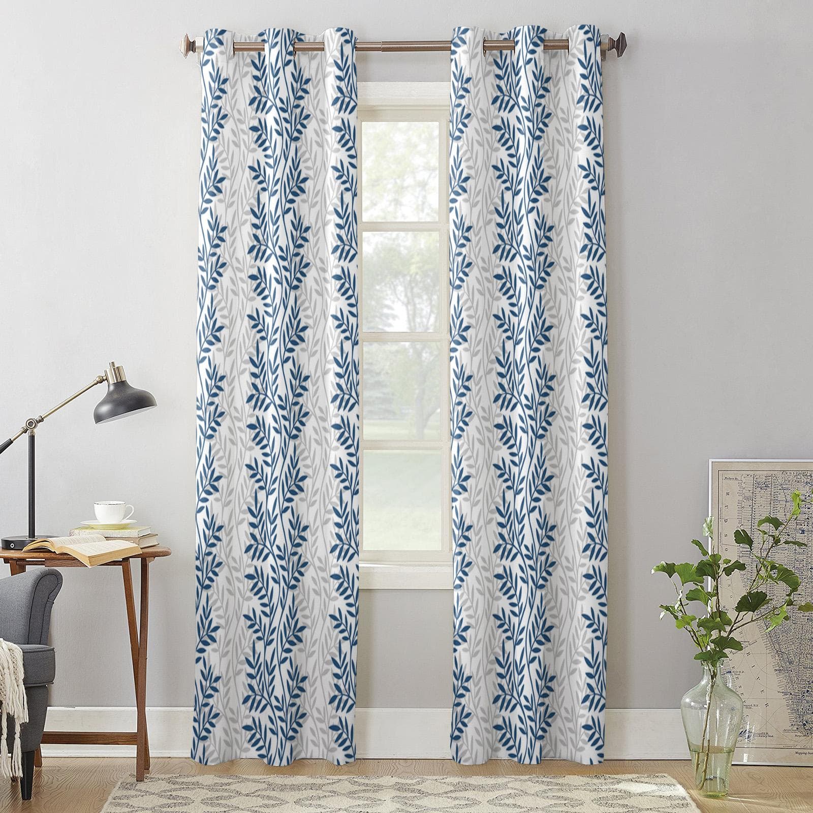 Leaf Gradient Simple Window Curtains for Living Room Bedroom Luxury Modern Kitchen Curtains Fabric Drapes 135W x 60H(cm) x1