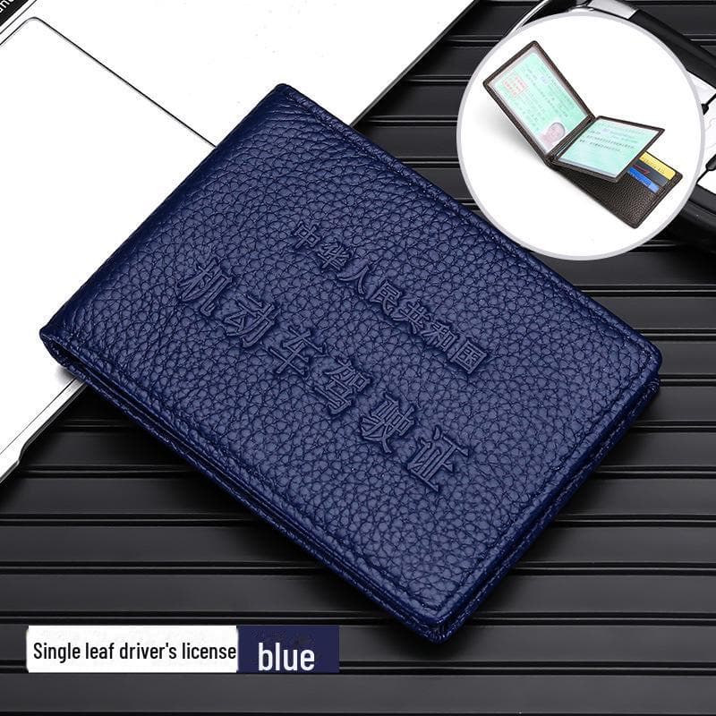 Ultra-Thin Genuine Leather Driver's License and ID Holder - Top Layer Cowhide Cover