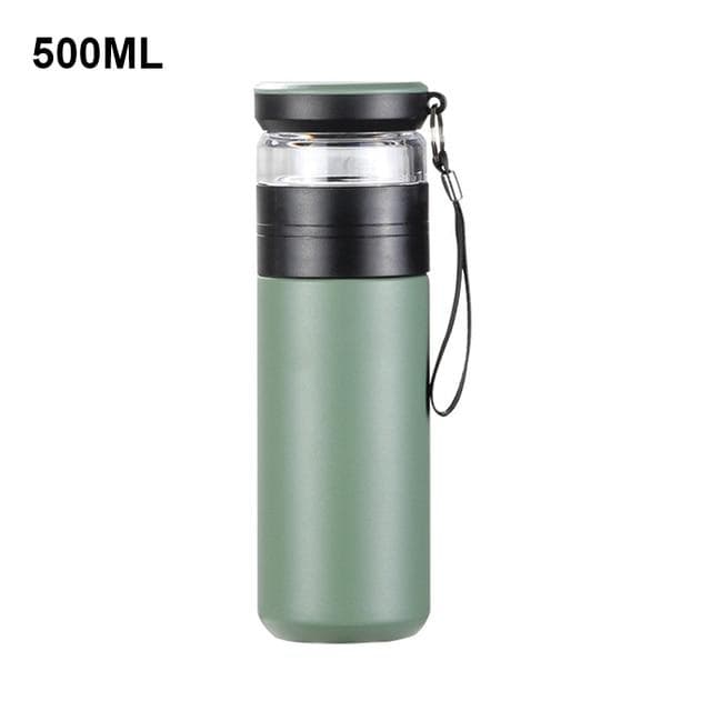 500ml Creative Insulated Cup with Filter Tea Maker Stainless Steel Thermos Bottle with Glass Infuser Separates Tea and Water