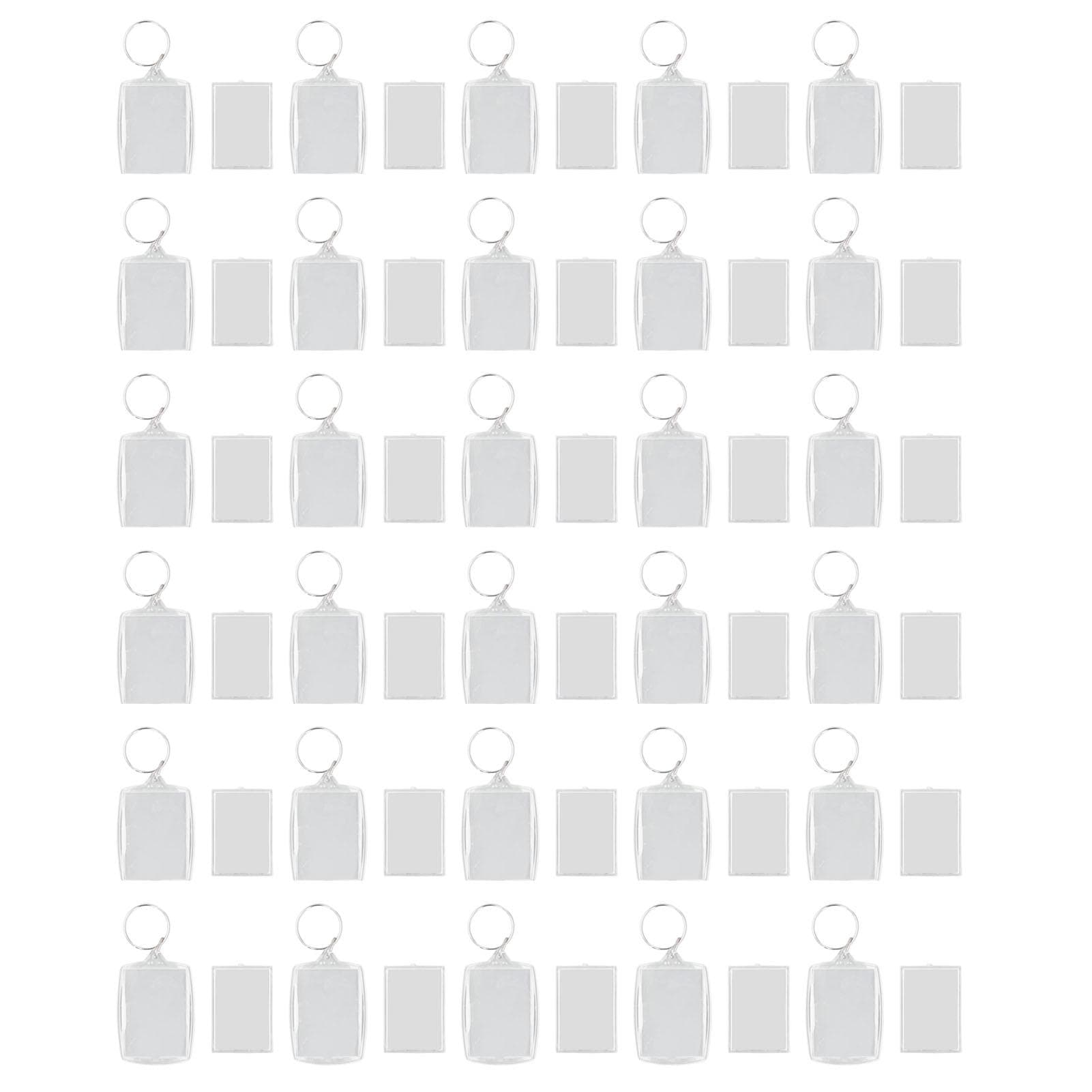 30pcs Photo Insert Keychain Clear Blank Picture Frame Keyring with Split Ring for Personalised