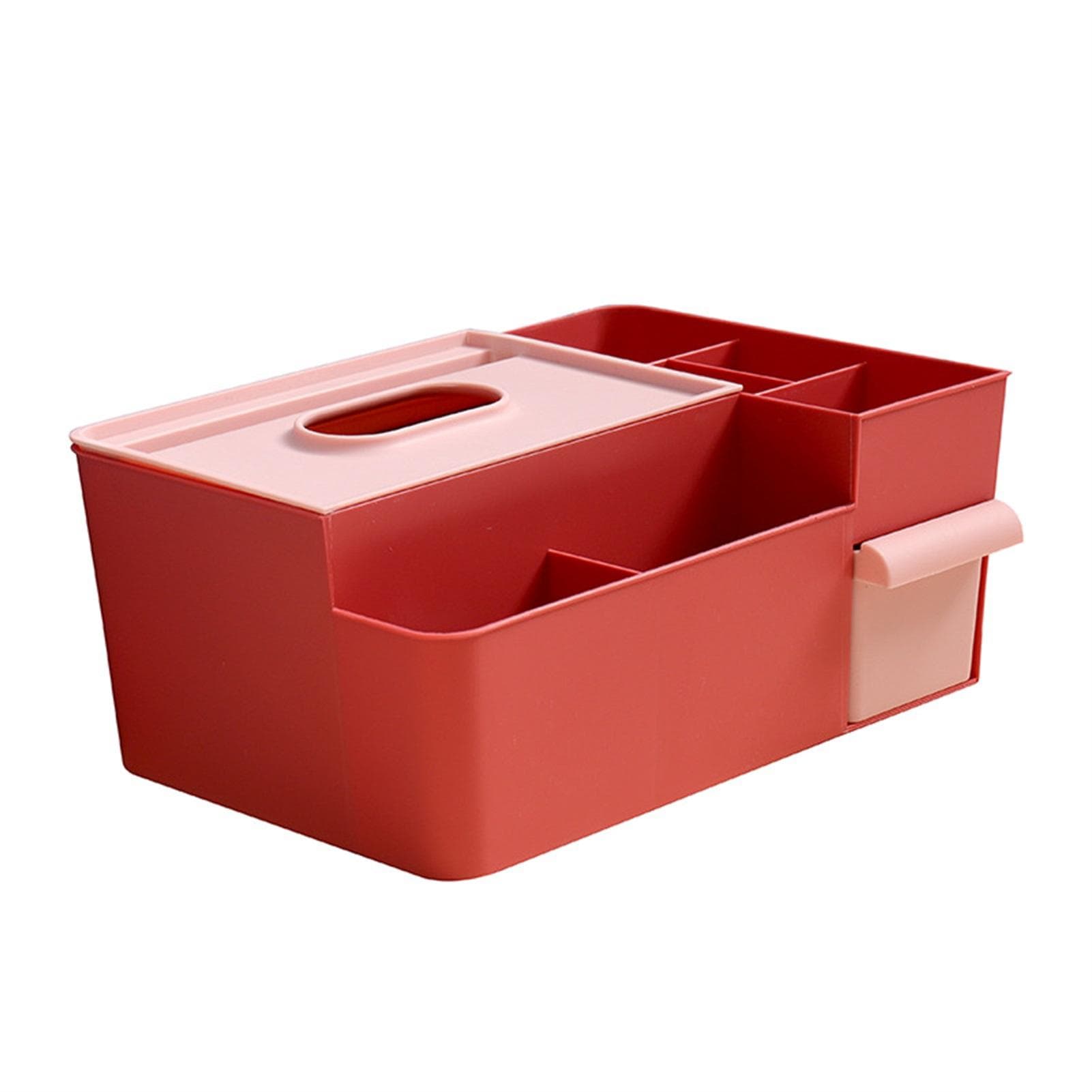 Tissue Box Holder Multi Functional Creativity Tissue Box Cover Coffee Table Paper Remote Control red