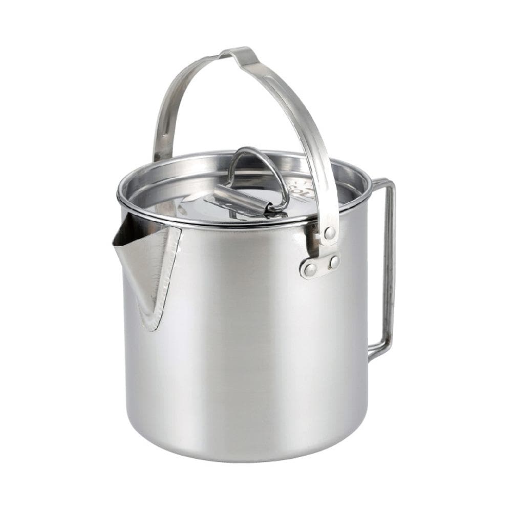Outdoor Stainless Steel Kettle Folding Handle Camping Hung Pot Portable Coffee Pot Picnic Cooker silver