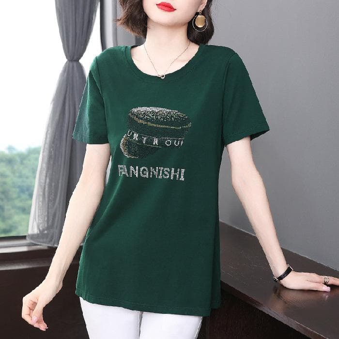 Short-sleeved T-shirt Women's Summer New Fashionable Mother T-shirt Large Size Loose Casual Fat Mm Women's Top 5XL