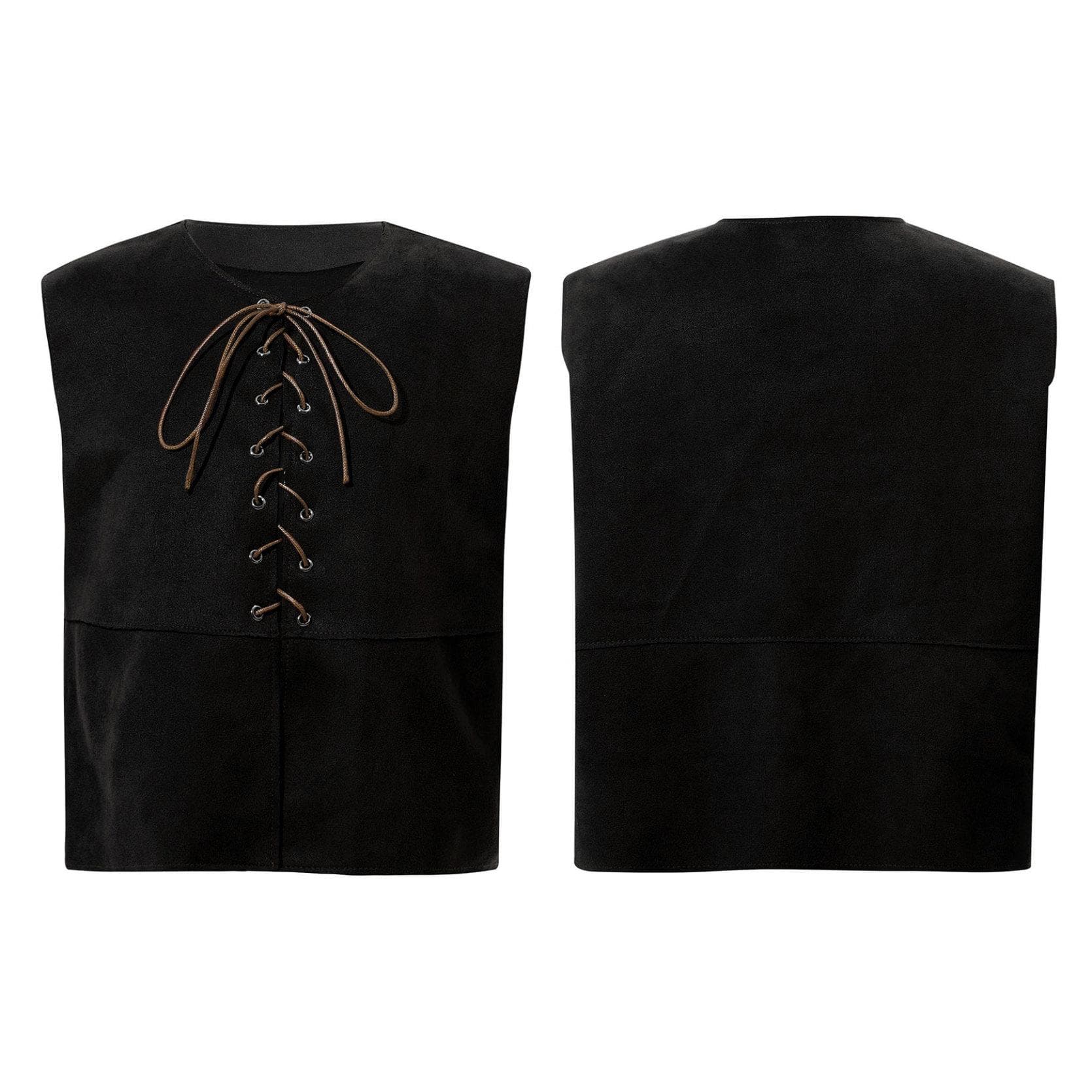 Kids Boy Girl Medieval Vest Lace Up Steampunk Renaissance Waistcoat Top Halloween Costume 5-6 Years black