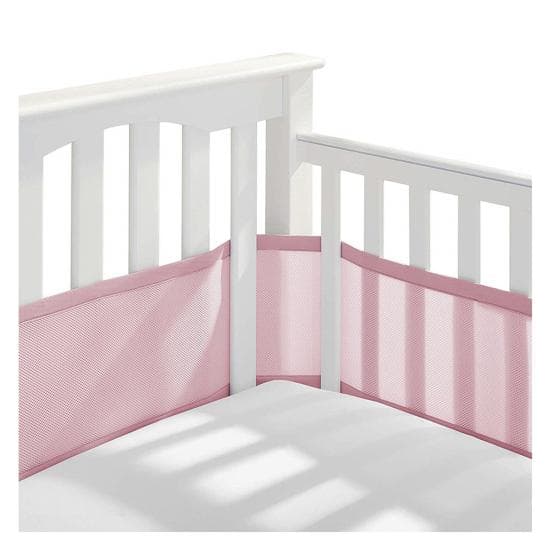 Yousheng Breathable Mesh Crib Liner with Double-Sided Straps Baby Crib Safety Mesh Barrier Easy Installation Limb Protection Crib Bumper D