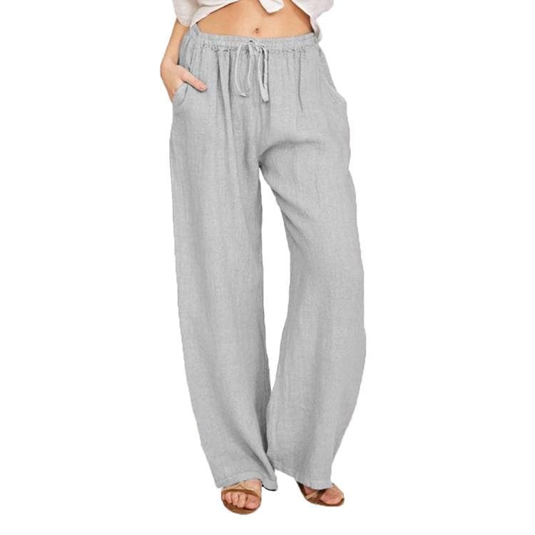Summer Women's Pants Large Size Loose Casual Pants XL light gray