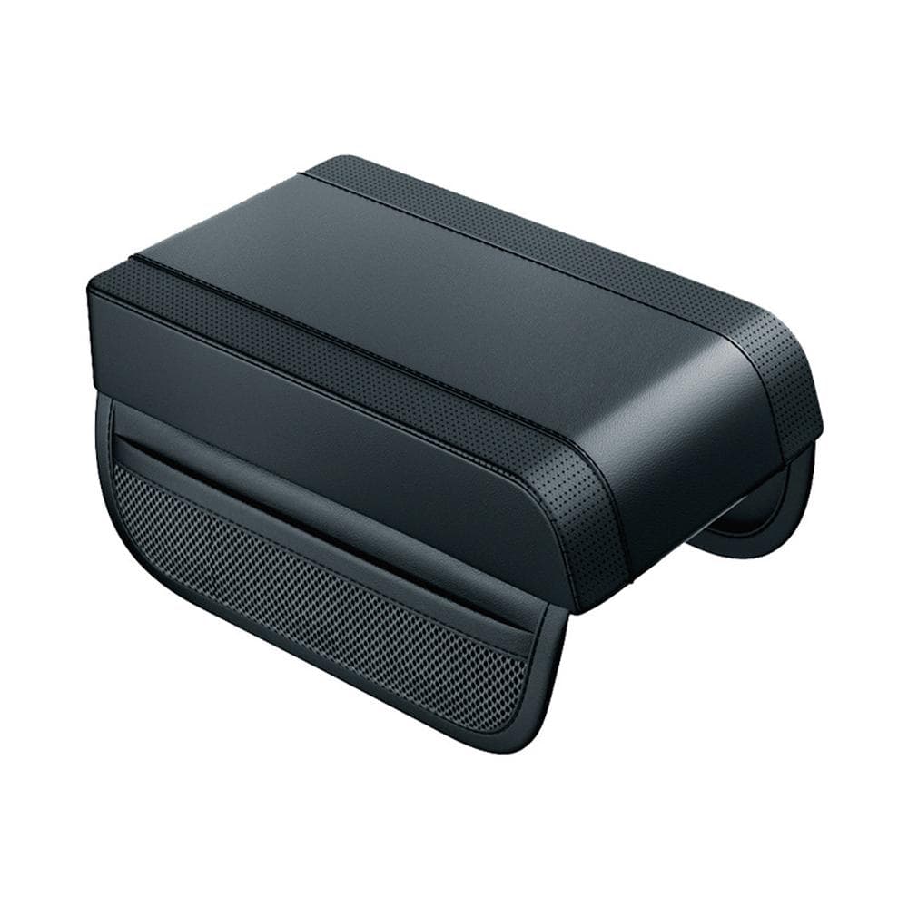 Car Armrest Storage Box Mat Leather and Memory Foam Car Center Console Cover Armrest Heighten Cover black
