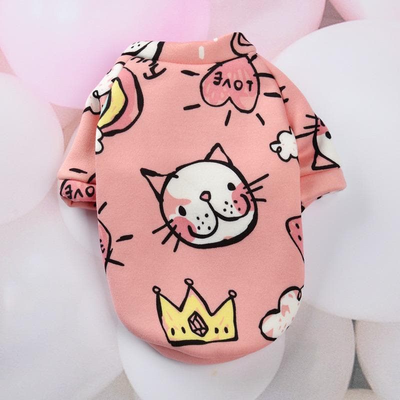 Cute Pet Clothes Costume Animal Printed Dog Coat Cotton Soft Pullover Jacket Sweatshirt Cat Sweater Pets Clothing Outfit S